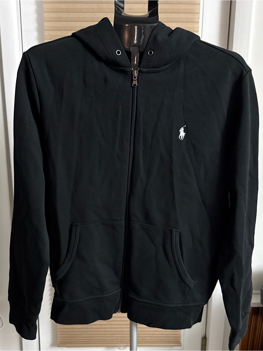 Athleisure Minimalist Drip Polo by Ralph Lauren Black Full-Zip Hooded Sweatshirt